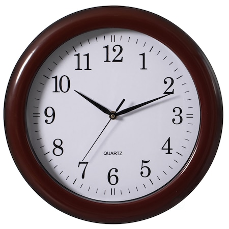 Clockswise Decorative Classic Brown Round Wall Clock For Living Room, Kitchen, Dining Room, Plastic QI004510.BN
